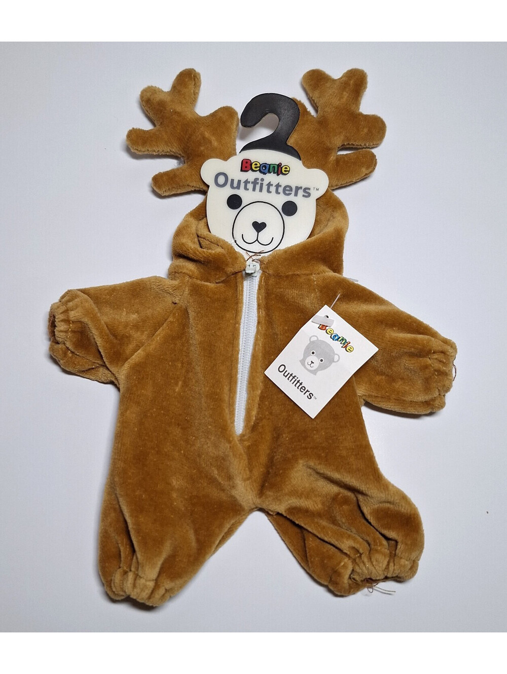 Vintage Beanie Outfitters Brown Moose Plush Jumpsuit Teddy Bear Doll Clothes NWT